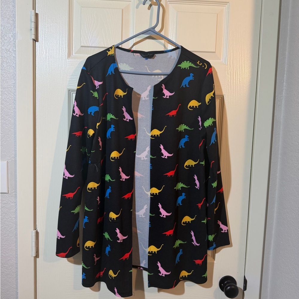 SHEIN Black Dinosaur Print Cardigan